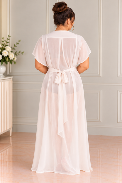 Blush Pink Chiffon Wrap Maxi Dress