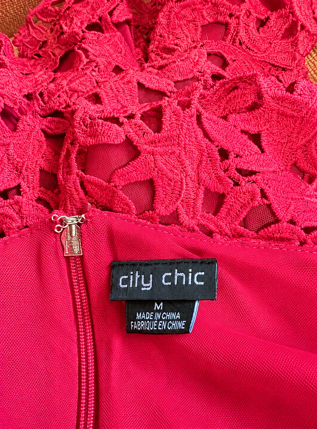Red Floral Lace Midi Dress