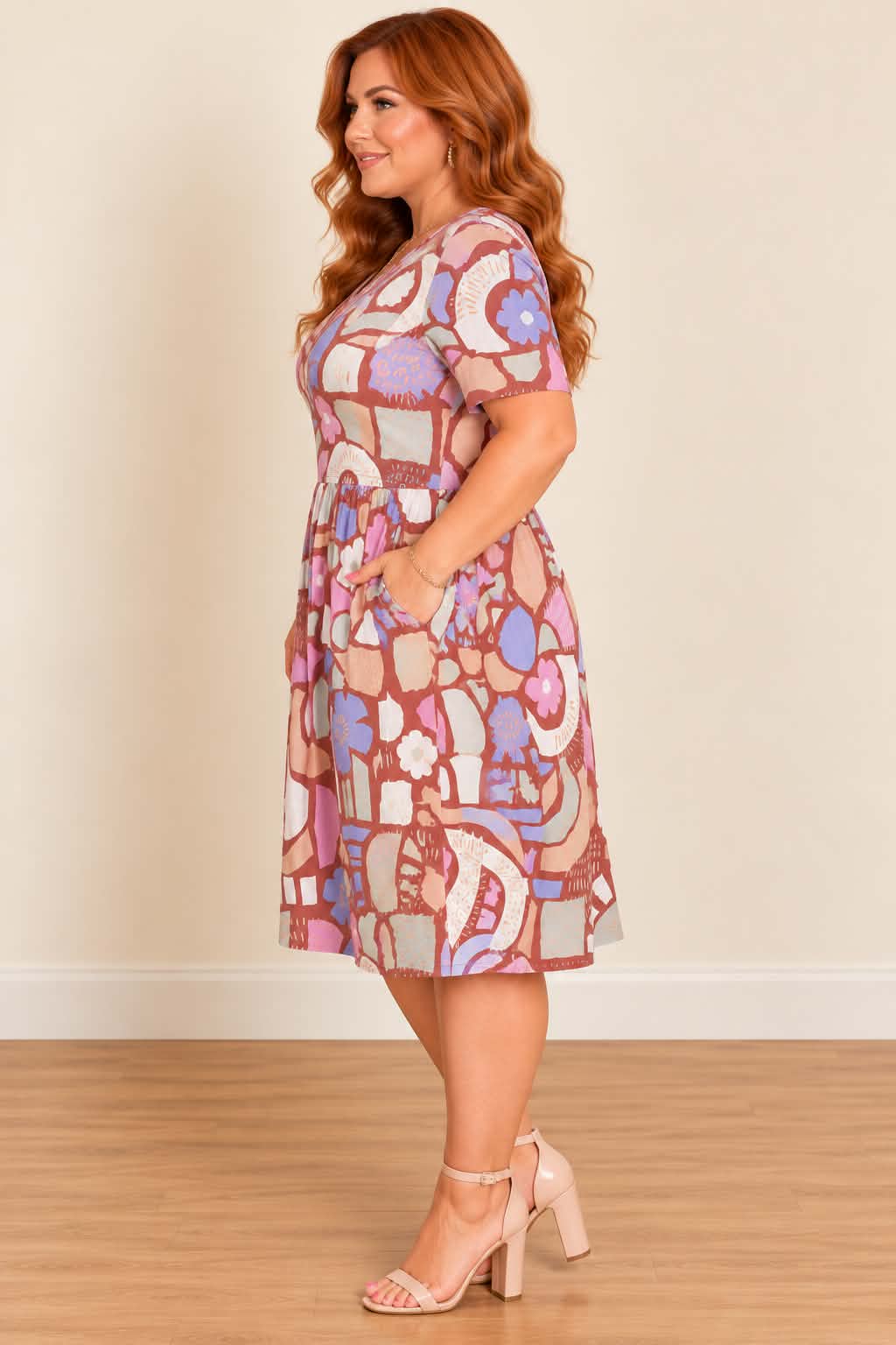 Retro Bloom Printed Midi Dress