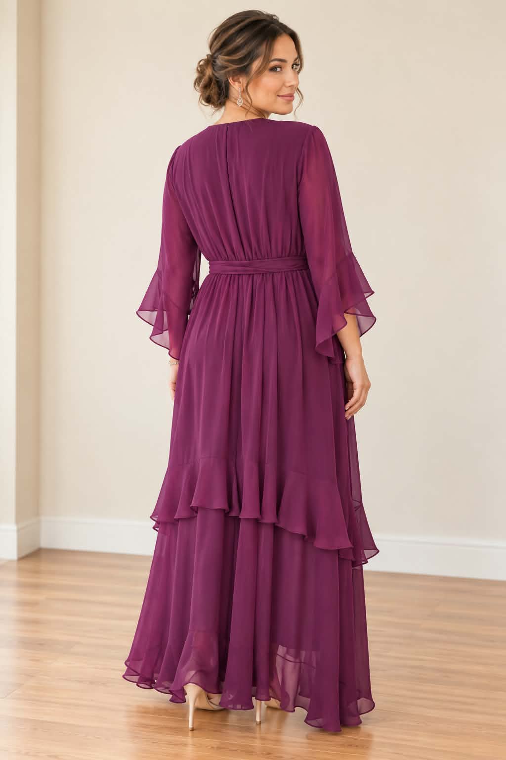 City Chic Plum Ruffle Maxi Dress