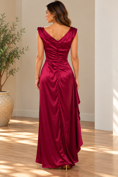 Ruby Elegance Draped Maxi Dress