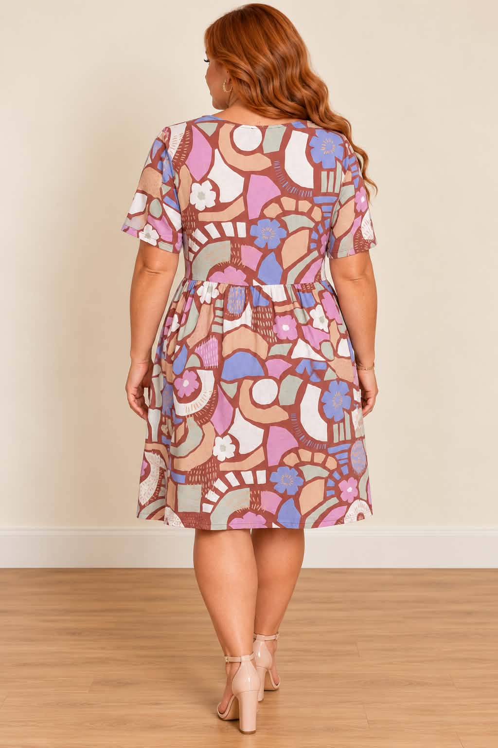 Retro Bloom Printed Midi Dress