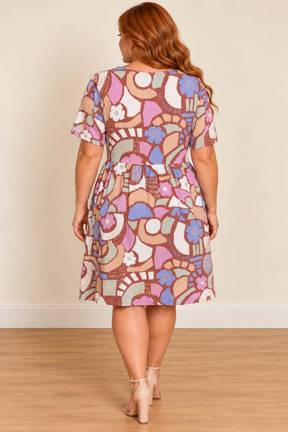 Retro Bloom Printed Midi Dress