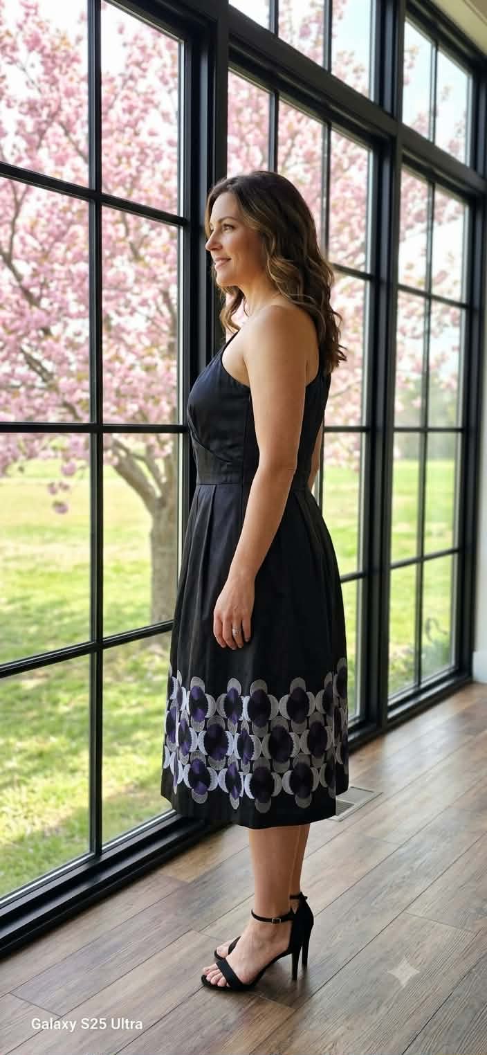 Moss & Spy One-Shoulder Embroidered Cocktail Dress