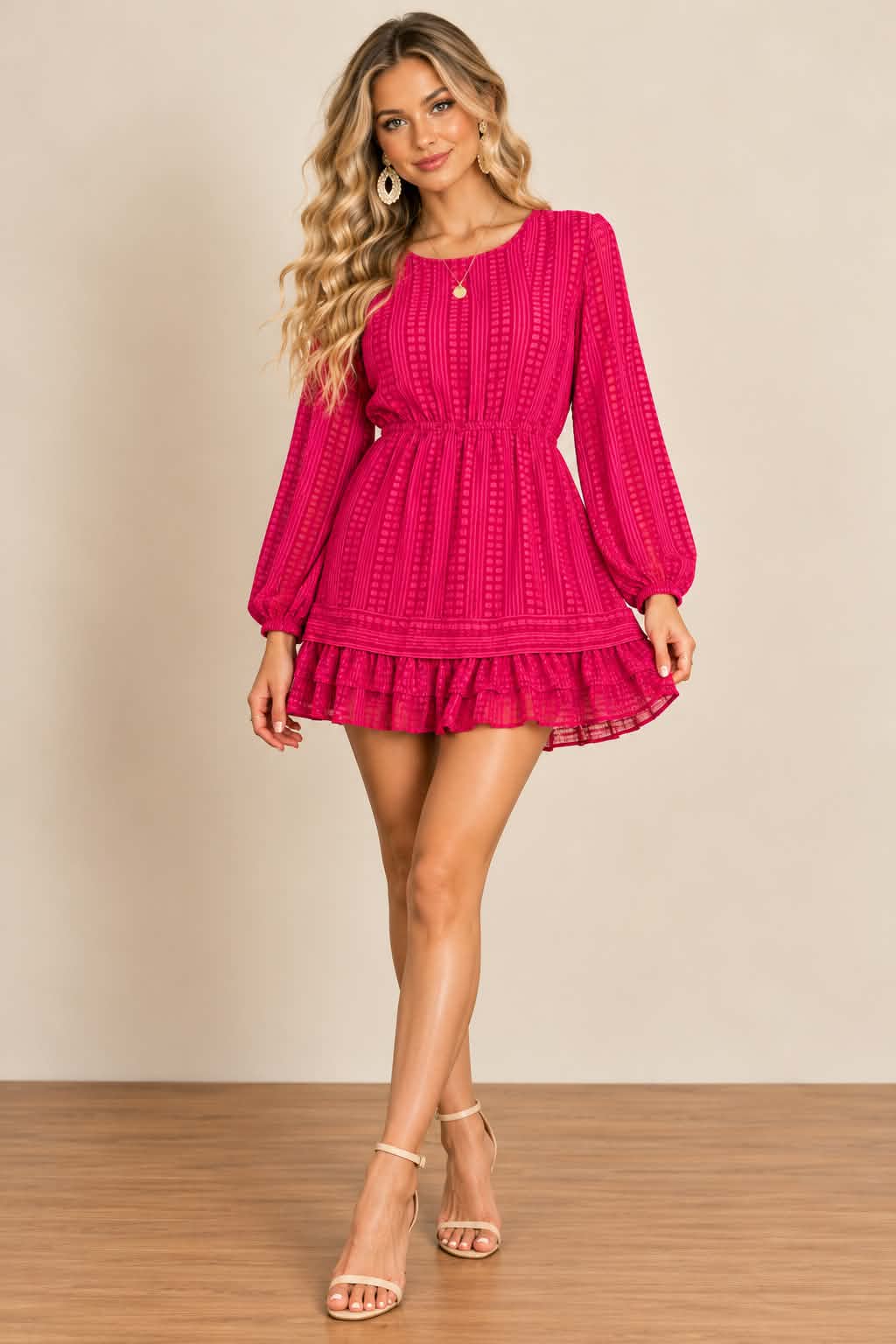 Fuchsia Romance Open-Back Mini Dress