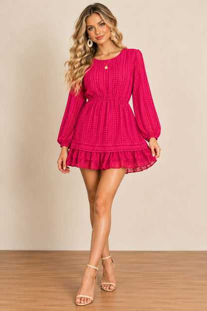 Fuchsia Romance Open-Back Mini Dress