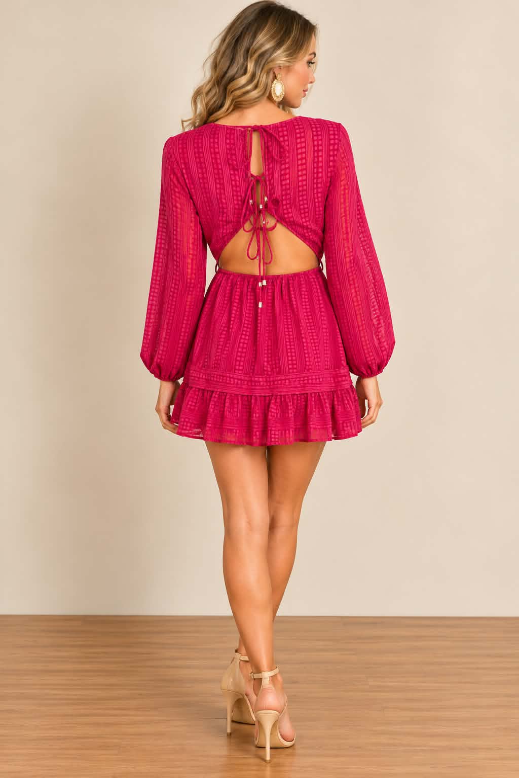 Fuchsia Romance Open-Back Mini Dress