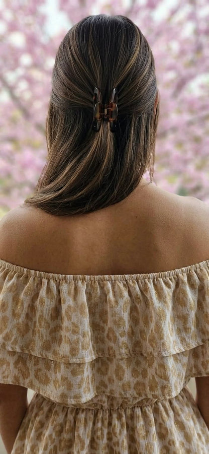 Champagne Animal Print Ruffle Maxi Dress