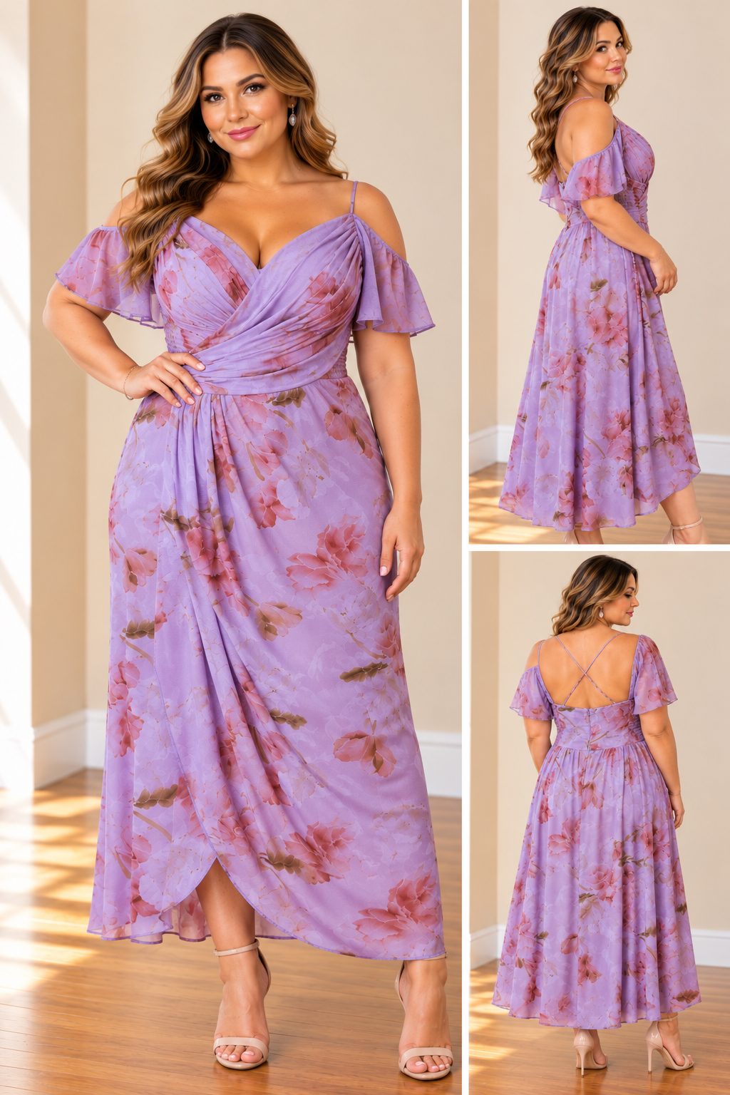 Lilac Blossom Off-Shoulder Maxi Dress