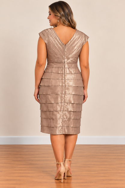 Champagne Gold Tiered Cocktail Dress