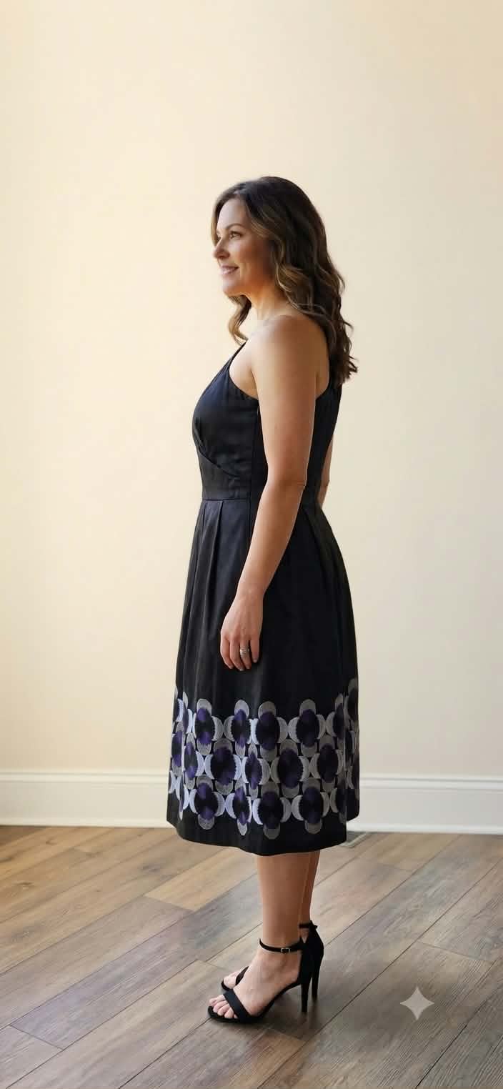 Moss & Spy One-Shoulder Embroidered Cocktail Dress
