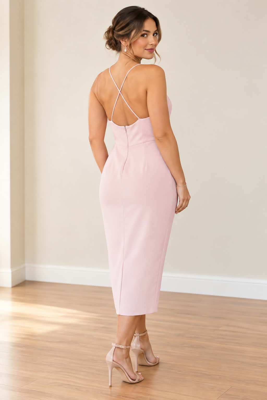 Forever New Blush Pink Draped Midi Dress