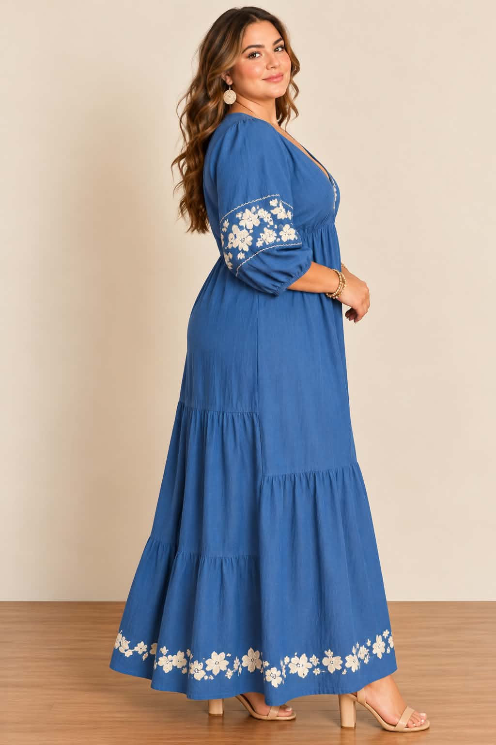 Blue Meadow Embroidered Maxi Dress