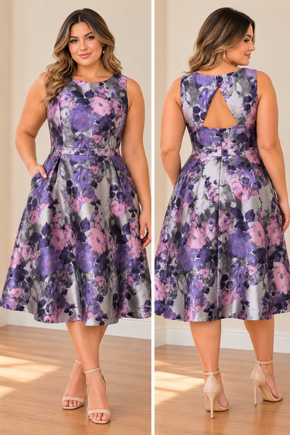 Violet Bloom Floral Midi Dress