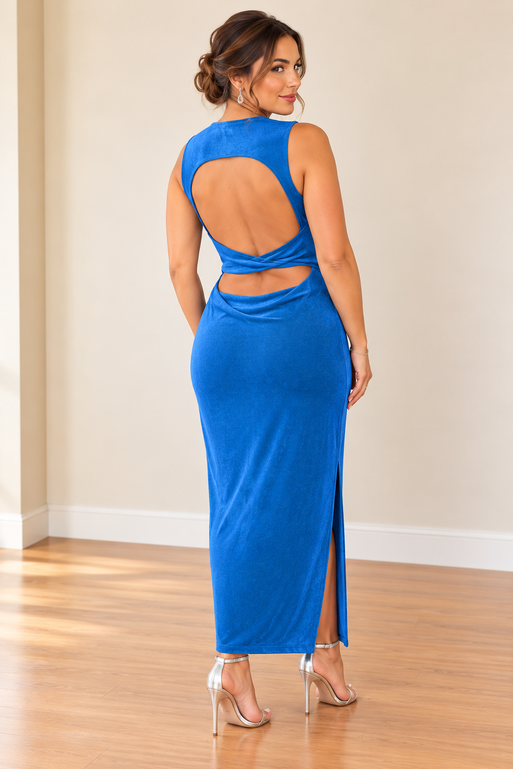 Royal Blue Open-Back Maxi Dress