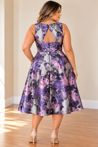 Violet Bloom Floral Midi Dress