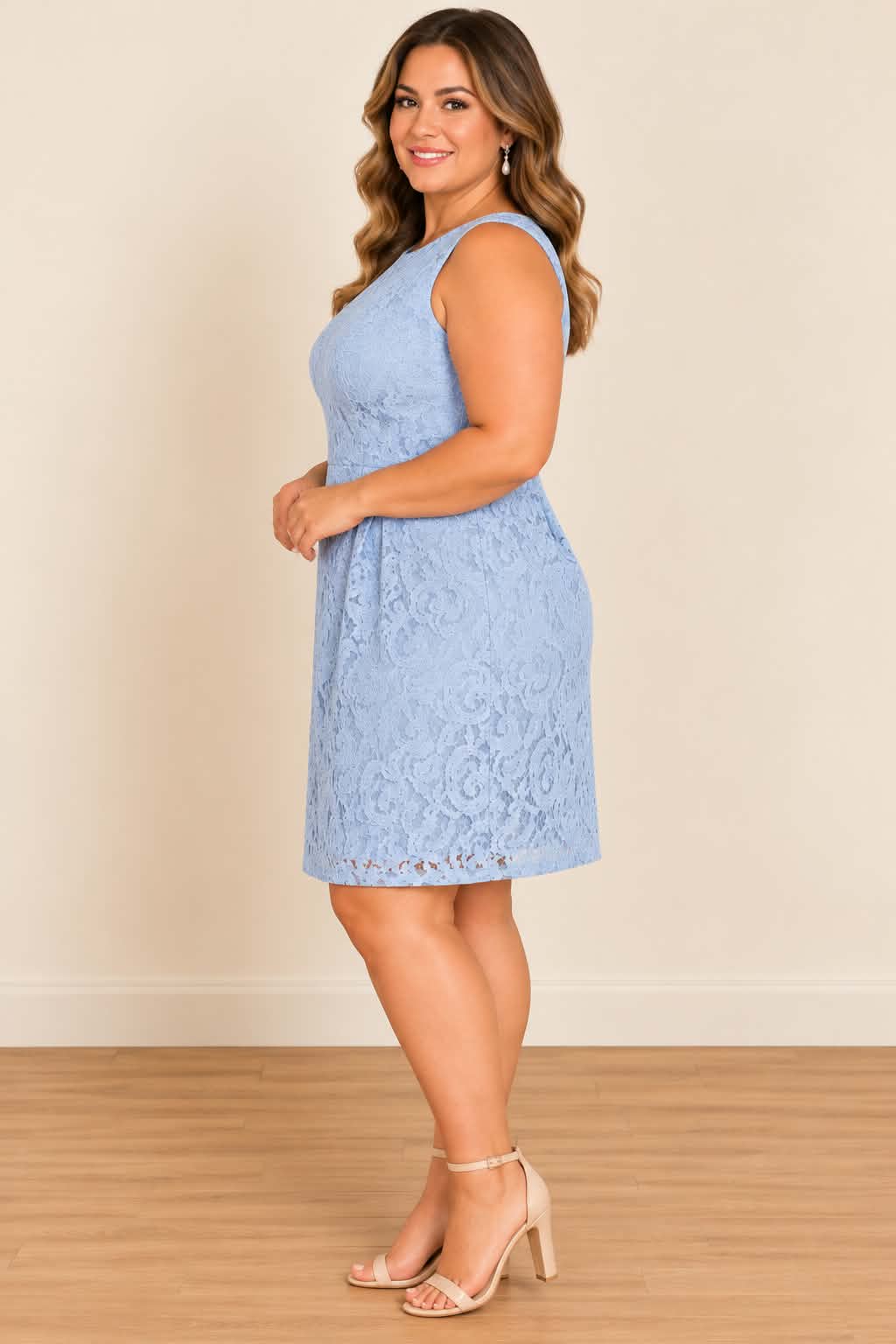 Powder Blue Floral Lace Dress