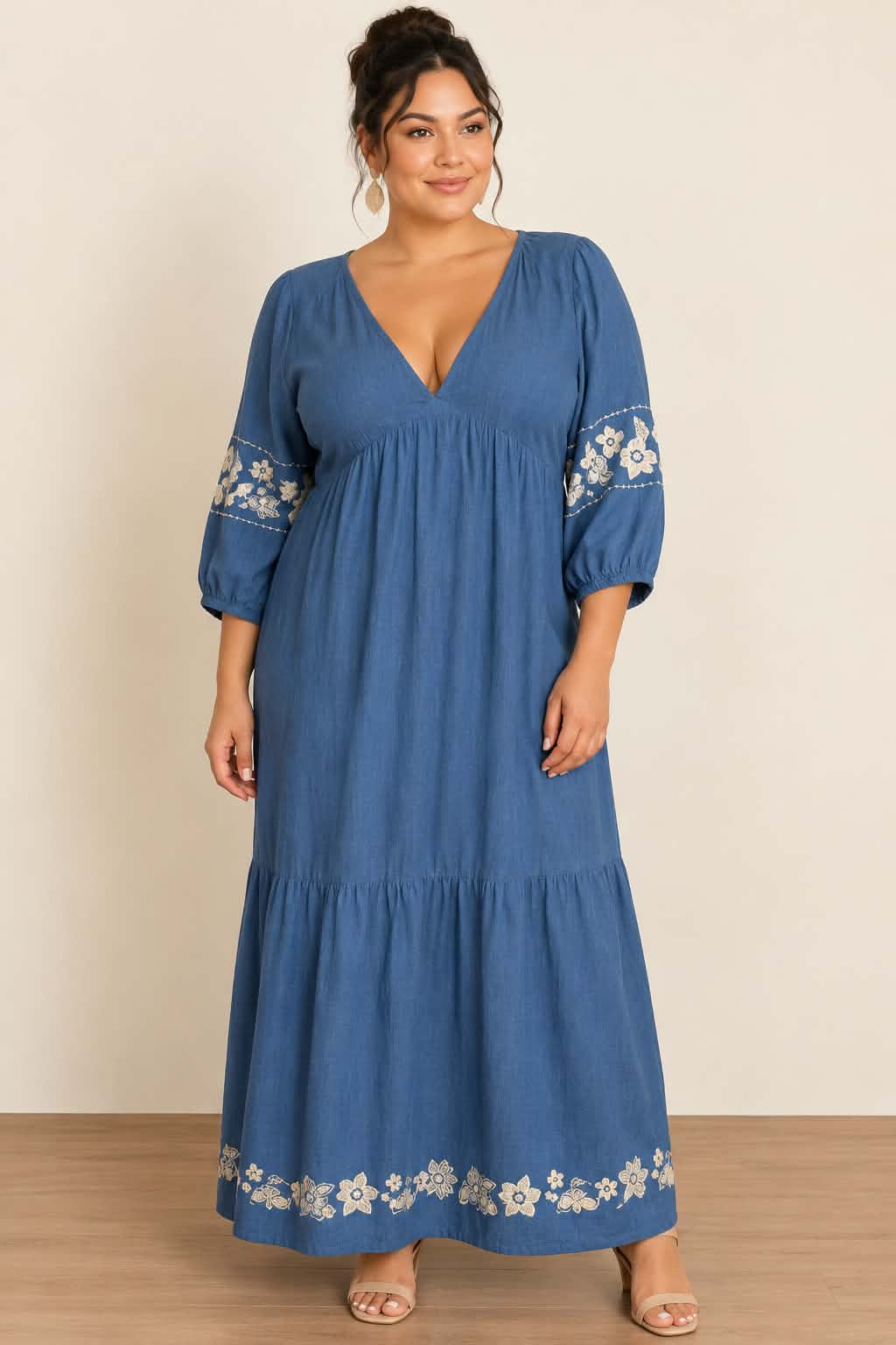 Blue Meadow Embroidered Maxi Dress