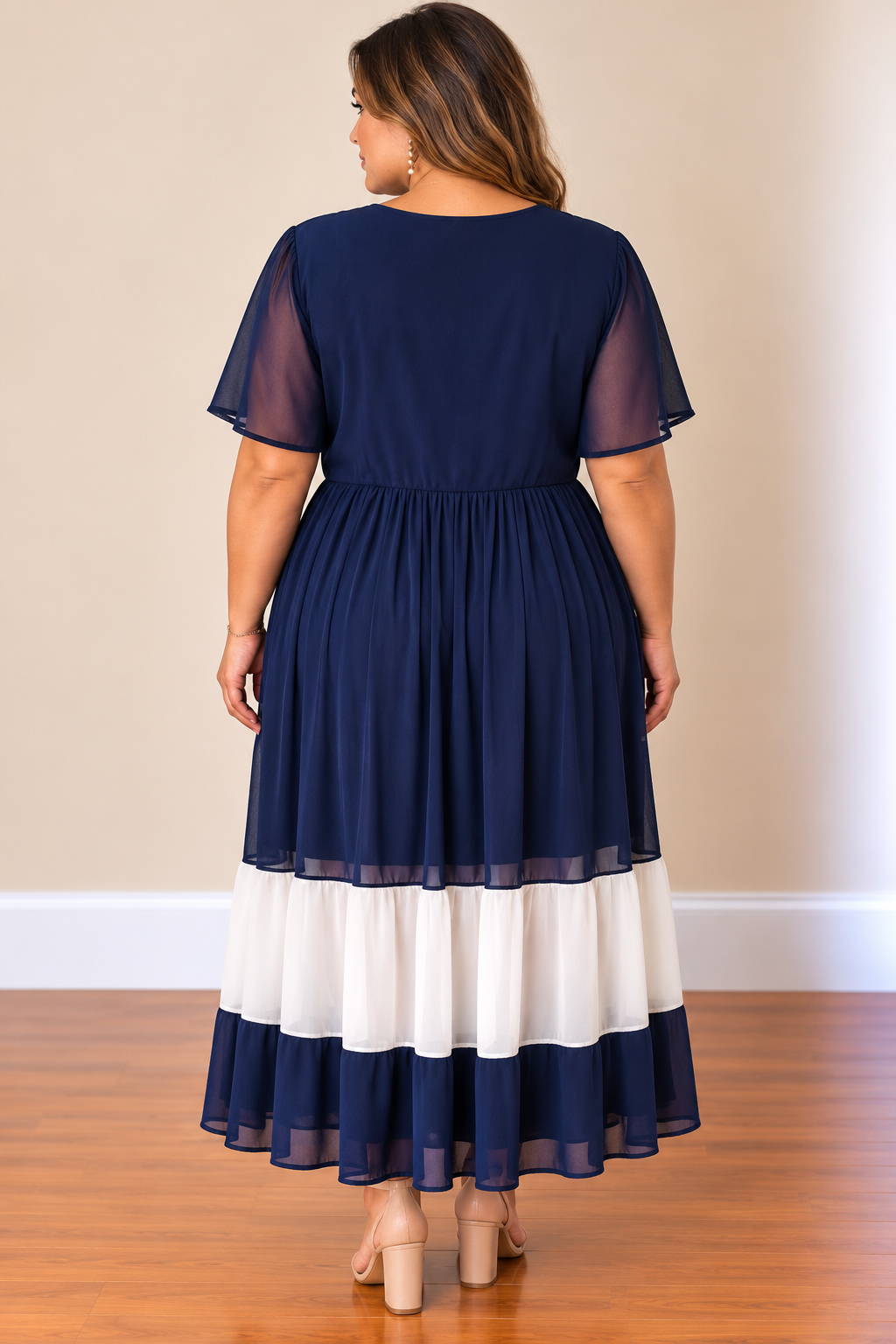 Navy & White  Block Maxi Dress