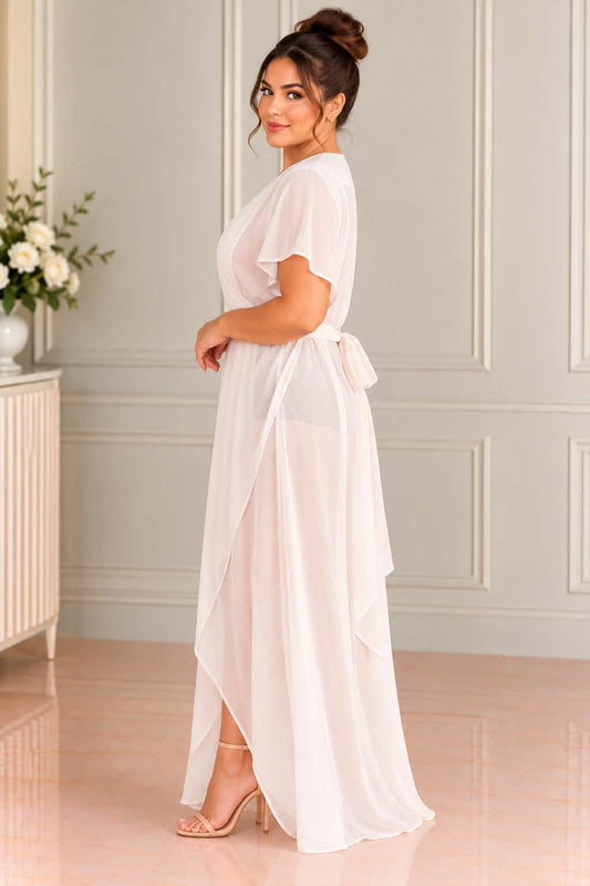 Blush Pink Chiffon Wrap Maxi Dress