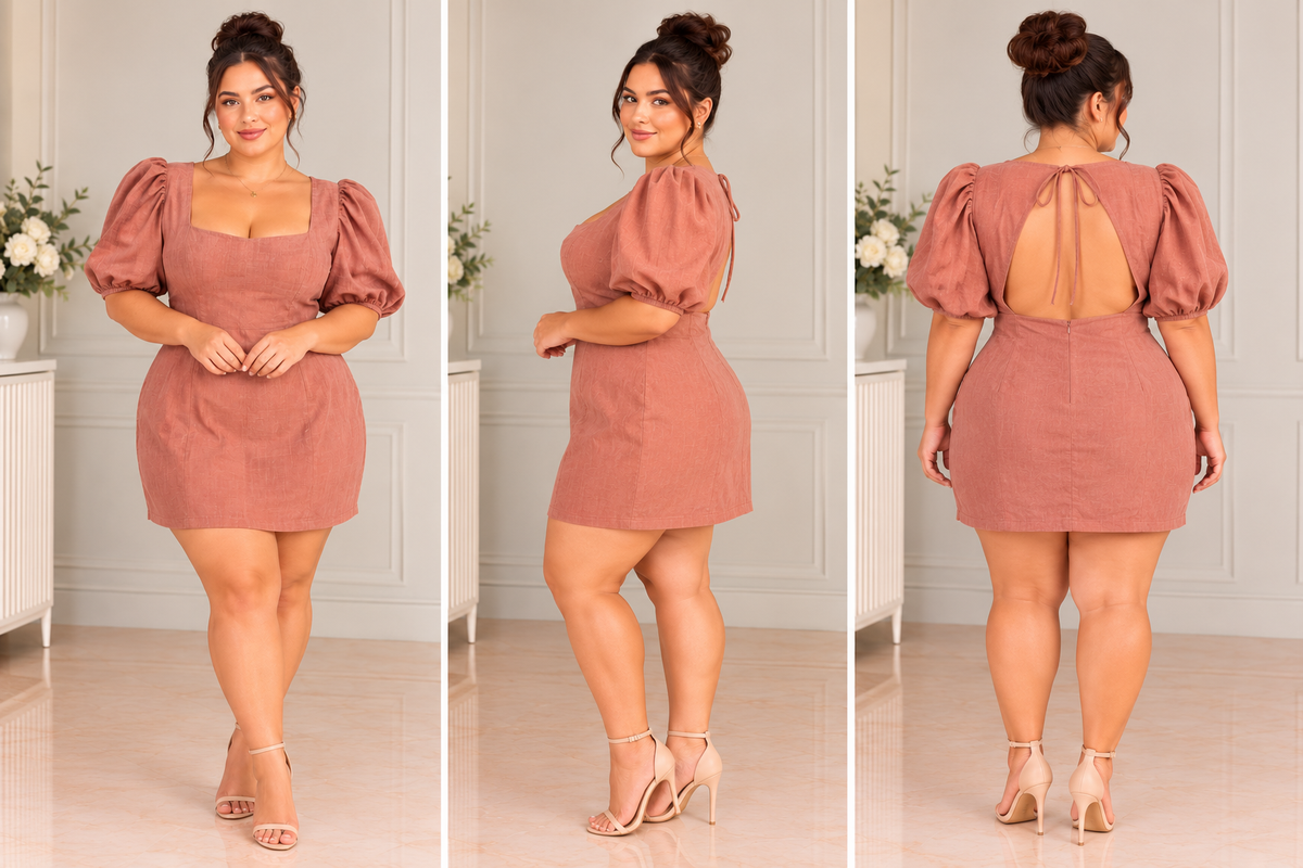 Dusty Rose Puff Sleeve Mini Dress