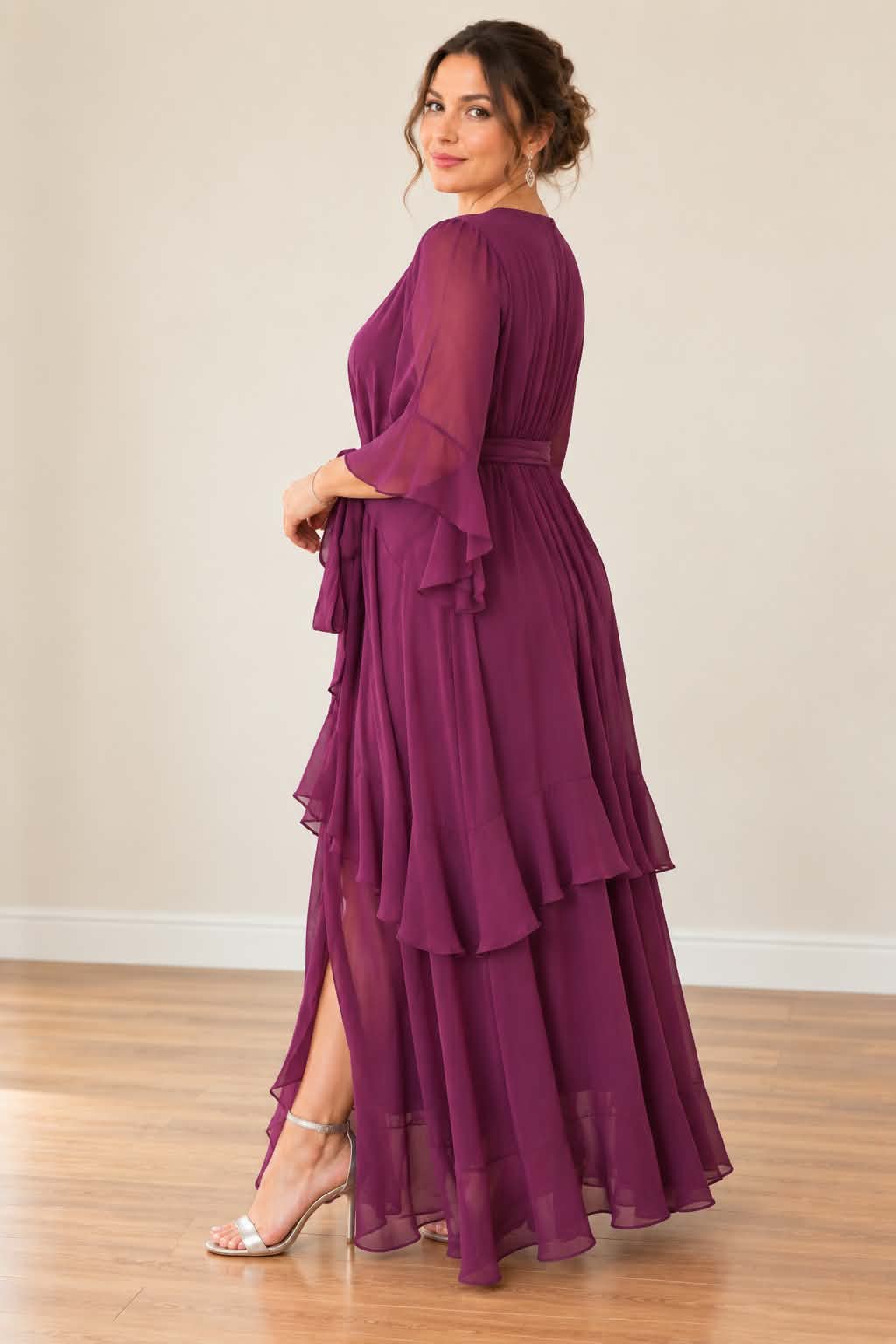 City Chic Plum Ruffle Maxi Dress